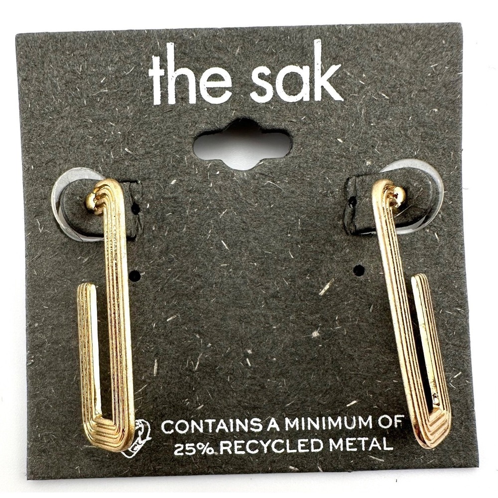 THE SAK Ridged Hoop Earrings Gold Tone Retro NWT Recycled Metals